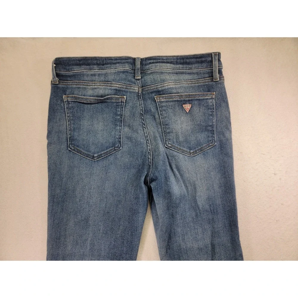 GUESS Jeans Women's 30 Mid Rise Bootcut‎ Blue Denim Medium Wash Stretch